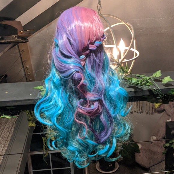 Rainbow Colored Braided Wig - Picture 4 of 5